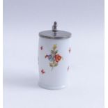 Small milk glass tankardSouthern Germany or Bohemia, about 1800The wall painted with flowers,