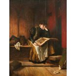 Lindenschmit, Wilhelm the Younger.Reading woman in a historical interior(Munich 1829-1895 ibid.) Oil