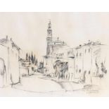 Greiner, Anton''Lake Garda''(Bamberg 1914-2006 ibid.) Charcoal drawing. Titled lower right, signed