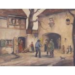 Gradl, HermannSerenade in the courtyard(Marktheidenfeld 1883-1964 Nuremberg) Colour lithograph.