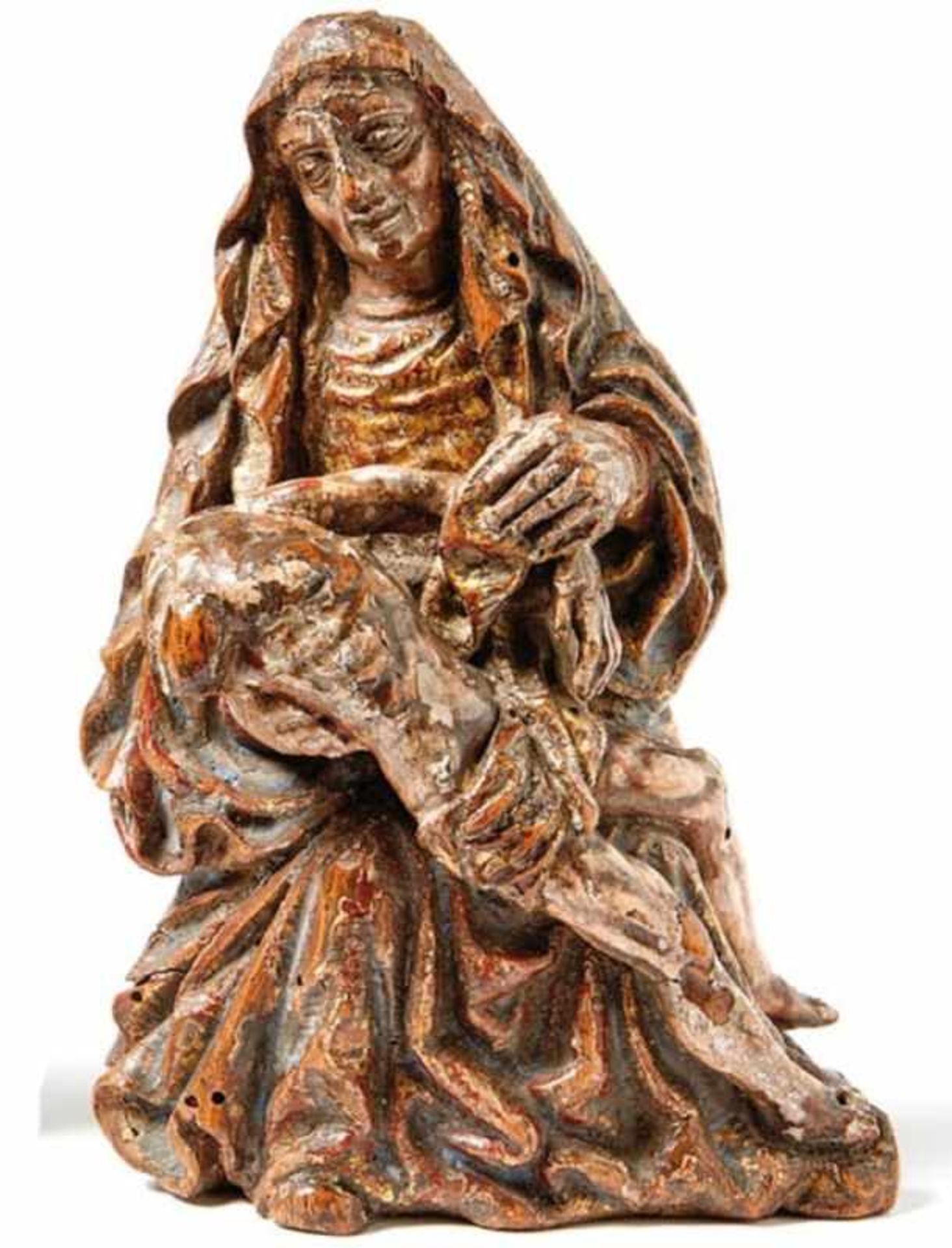 Small, gothic PietàSouthern Germany, around 1450Mother of God enthroned, hollowed out on the back,