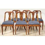 Set of six Biedermeier chairsSouthern Germany, around 1830On curved legs with turned discs on the
