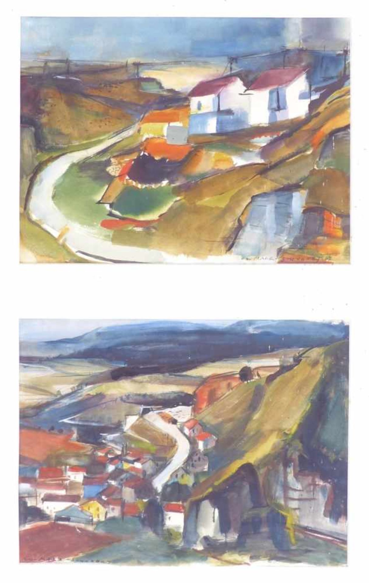 Marr-Schobert, CharlotteDouble picture with Franconian villages(Nuremberg 1917-1998 ibid.) Two