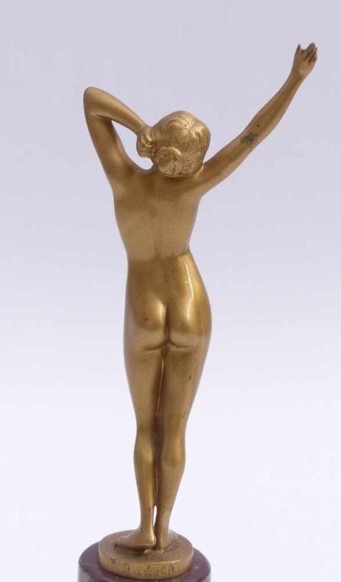 Rudolfi, Percimer''The Awakening''(1884-1932) Stretching female nude on a stepped round marble - Bild 2 aus 2