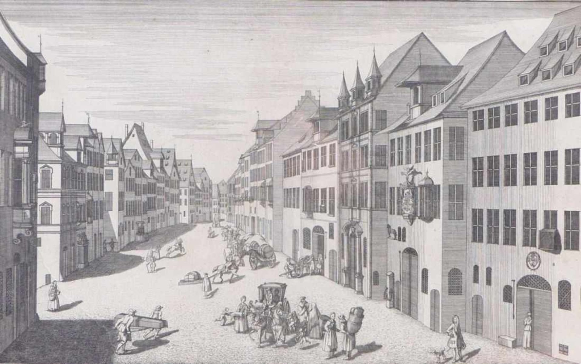 Delsenbach, Johann Adam''Der Roß=marckt zu Nürnberg''(Nuremberg 1687-1765 ibid.) Copper engraving.