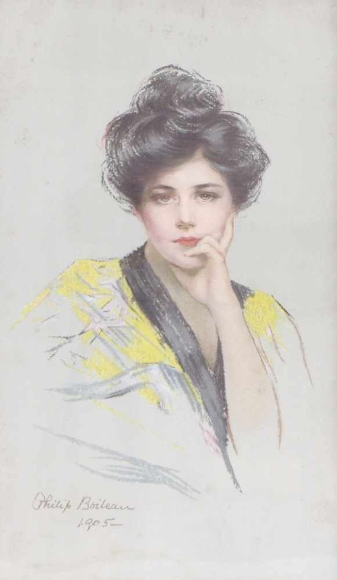 Boileau, PhilipPortrait of a young lady(Québéc 1863-1917 New York City) Colour lithograph (?). Below