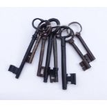 Collection of keys18th century8-pcs. consisting of three full-thorn- and five hollow-shaft keys with