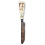 Knife with ivory handleGermany or Netherlands, around 1600Straight blade, full round carved handle