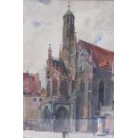 Kley, HeinrichView of the Frauenkirche in Nuremberg(Karlsruhe 1863-1945 Munich) Watercolour.