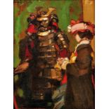 Looschen, HansLady in the museum looking at a samurai armour(Berlin 1859-1923 ibid.) Oil on panel.