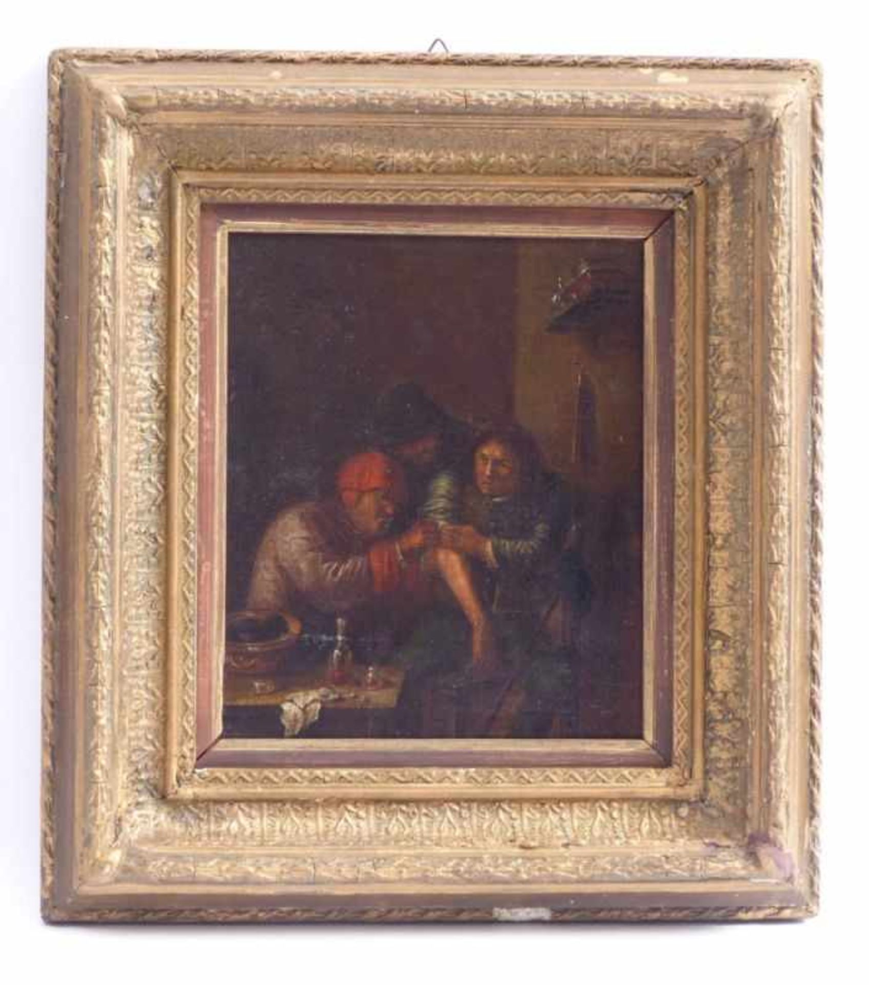 Brouwer, Adriaen - copy afterThe village surgeon (The feeling)Oil on canvas on panel. 23 x 18,7 - Bild 2 aus 2