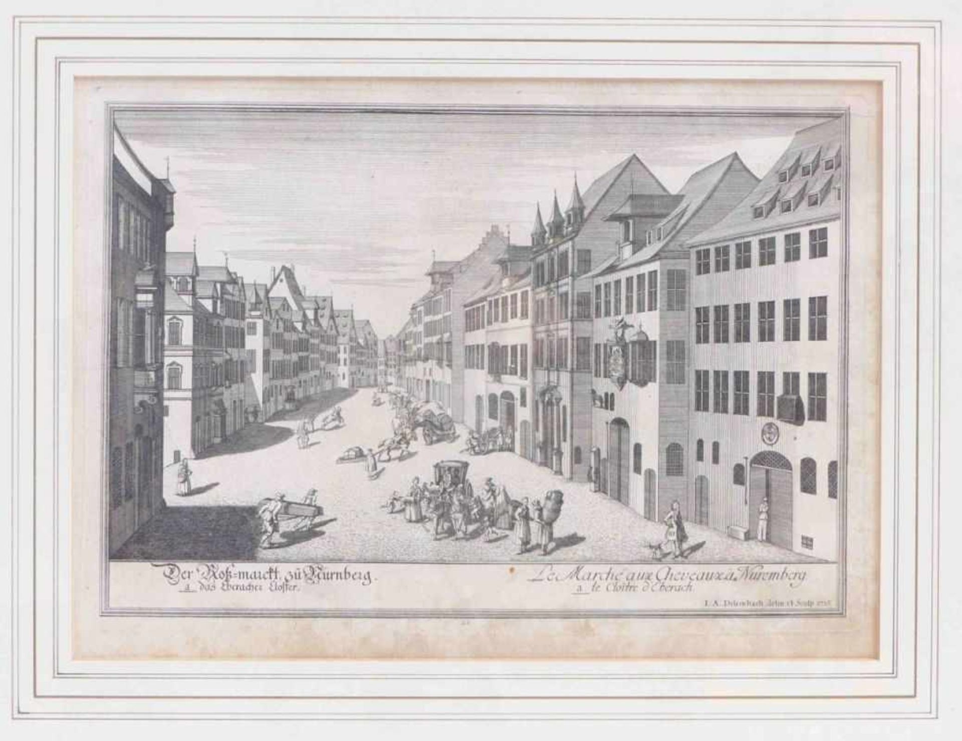 Delsenbach, Johann Adam''Der Roß=marckt zu Nürnberg''(Nuremberg 1687-1765 ibid.) Copper engraving. - Image 3 of 3