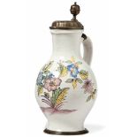 Large pear shaped jug with flower decorationSouthern Germany, probably Bayreuth, 18th c.Large,