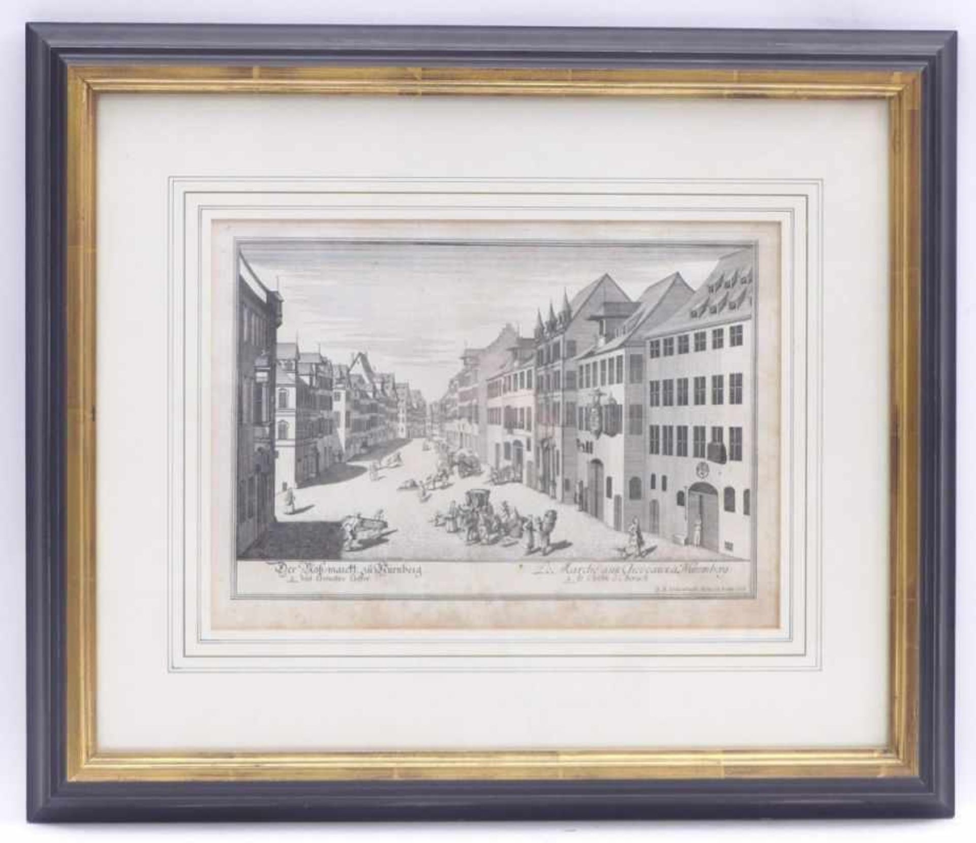 Delsenbach, Johann Adam''Der Roß=marckt zu Nürnberg''(Nuremberg 1687-1765 ibid.) Copper engraving. - Bild 2 aus 3