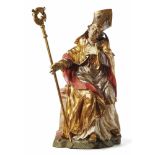 BishopSouth Germany, mid 18th C.Limewood, carved, polychrome painted, partly gilt. H. 85 cm. -