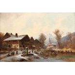 Doll, AntonWinter fun in a Bavarian village(Munich 1826-1887 ibid.) Oil on canvas. Signed lower