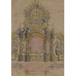 Design for a baroque altar18th centuryWatercolor and ink on paper. Ca. 27 x 19 cm; in passe-