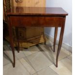 Small Biedermeier tableM. 19th c.On slender legs frame with drawer, rectangular plate with