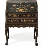 A fine Baroque bureau de DameJapan for the english market, 18th ct.Two parts softwood body in fine
