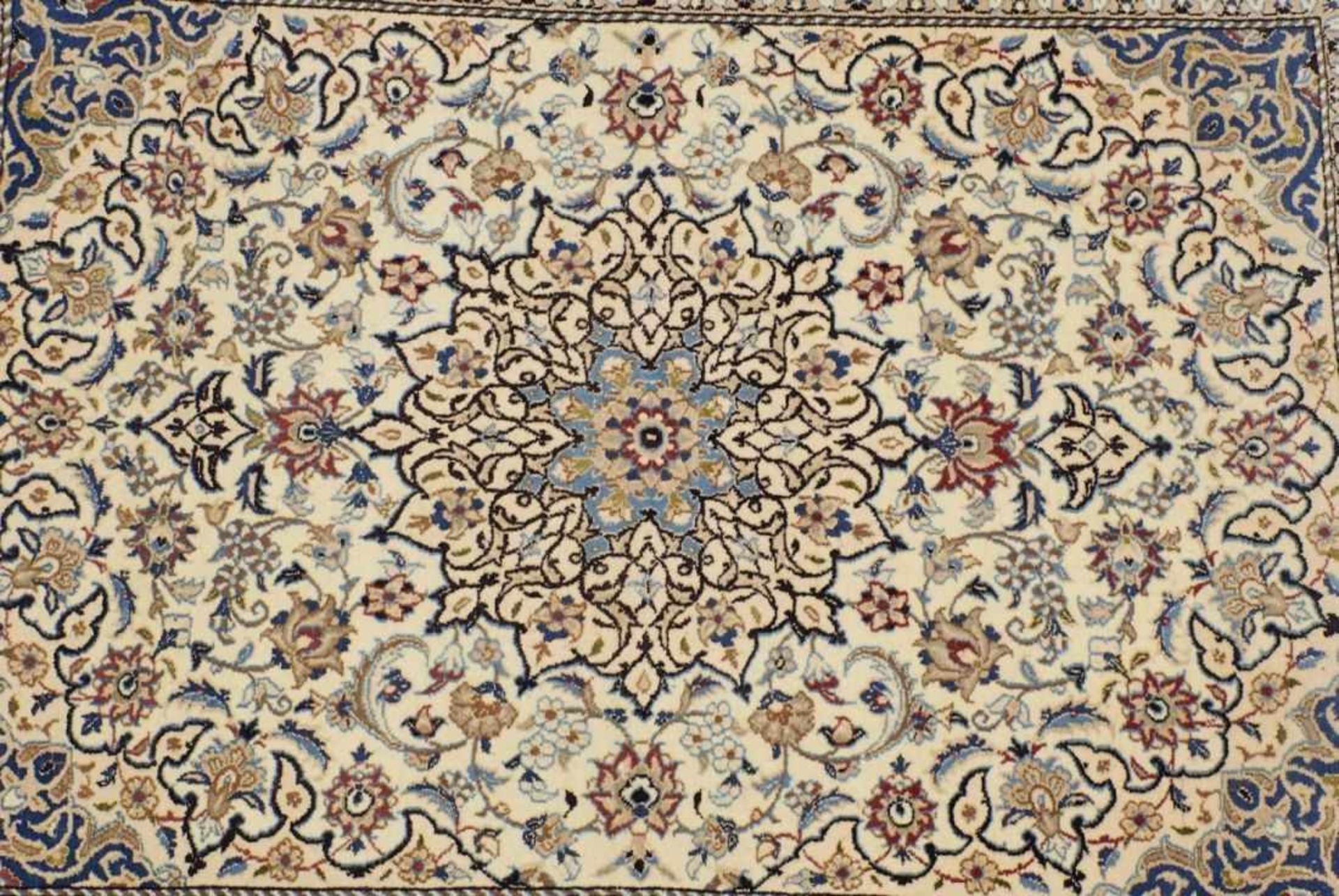 NainIran, 19th c.Fine beige ground border, centre field with tendrils and palmettes around