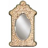 Mirror with bone decorDieppe, 19th c.Highly oval, faceted mirror surface, the highly curved