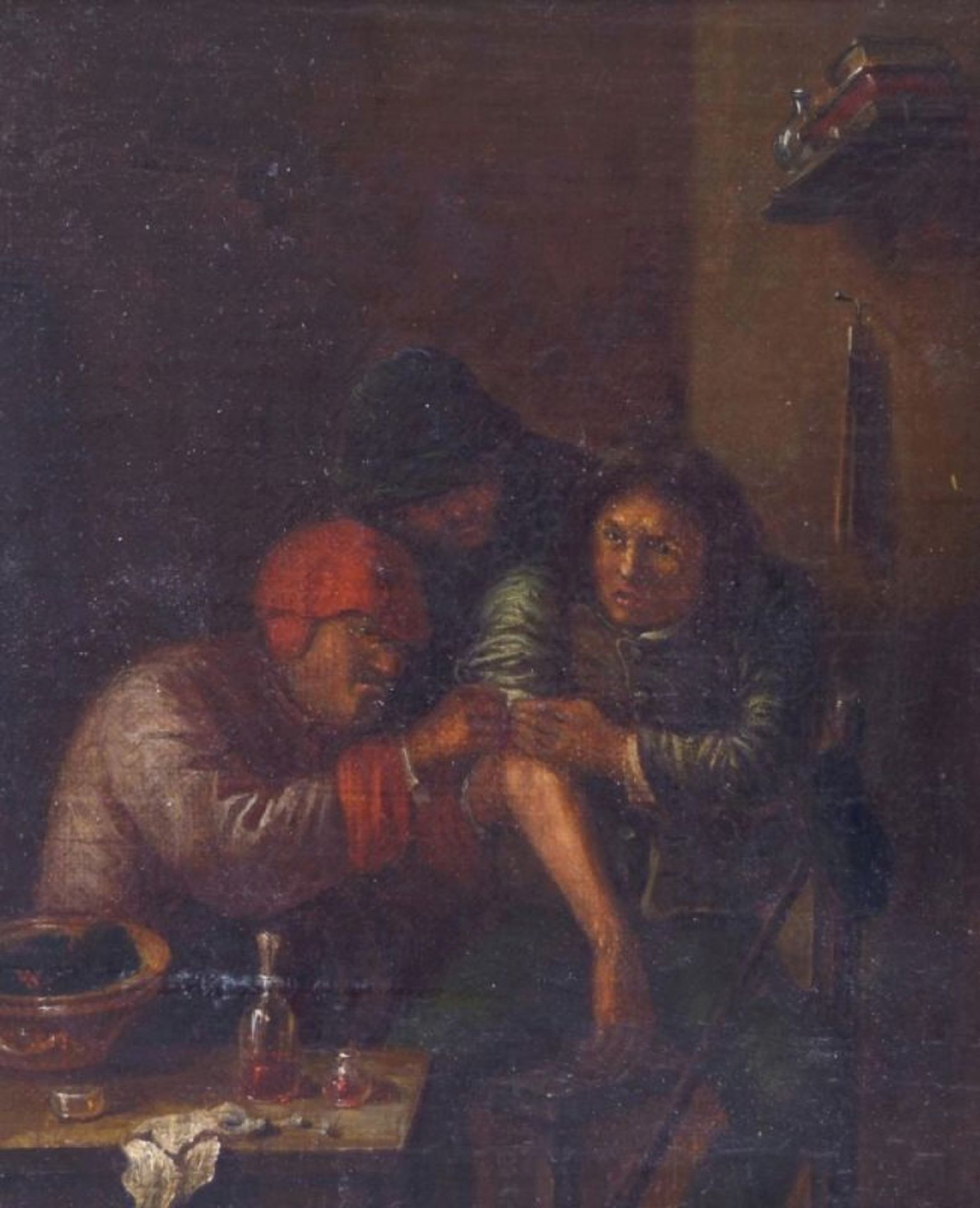 Brouwer, Adriaen - copy afterThe village surgeon (The feeling)Oil on canvas on panel. 23 x 18,7