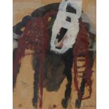 Zech, Sati''Head''(Karlsruhe 1958 geb.) Mixed Media, Oil and indian ink on paper. Signed on the