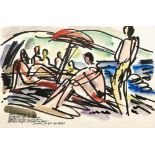 Rabus, CarlOn the beach of Positano (Amalfi Coast)(Kempten 1898-1983 Murnau) Watercolour on paper.