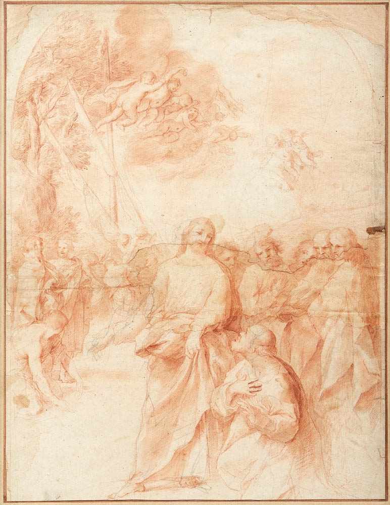 Jesus preaching at the Sea of GalileeRome, Circle of Andrea Sacci - early 17th centuryRed chalk