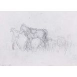 Monogramist ''MD''Farmer with Horse PloughProbably France, fr. 20th century. Pencil drawing. At