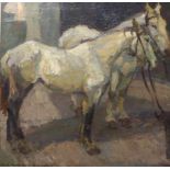 Meisenbach, KarlTwo leashed grey horses(Nuremberg 1898-1976 Munich) Oil/canvas. Signed at lower