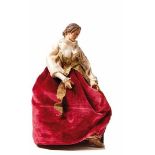 Neapolitan crib figure - MariaAround 1800Sitting Mother of God in a white shirt with lace and red