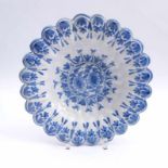 Large plate with floral decorationHanau or Frankfurt, early 18th century.Round deep form with