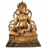Kubera, the God of Wealth (Jambhala)Tibet, around 1800/50On a pedestal decorated with animal,