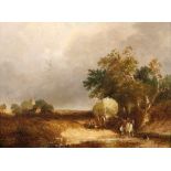 Boddington, Henry John (Attributed to)At Harvest(London 1811-1865 Barnes) Landscape with windmill