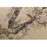Keinen, ImaoFlycatcher in flowering cherry tree(Kyoto 1845-1924 ibid.) Colour woodcut. Double