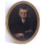 Oval Portrait of a BoyGermany, probably Berlin, 19th centuryOil on canvas on panel. At the back side