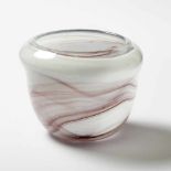 Vase20th C.Colorless glass with white layer, irregular violet inclusions. Signed and dated ''91''.