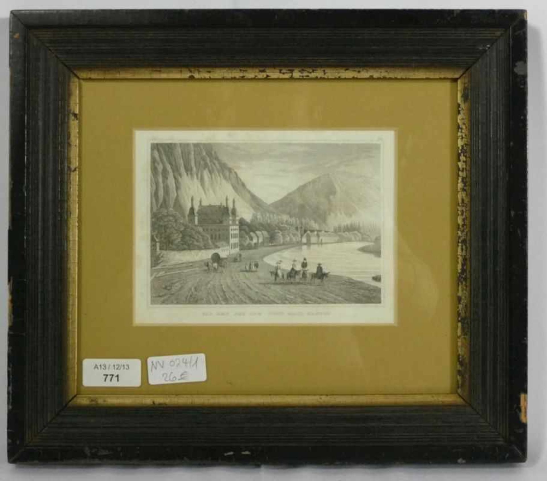 ''Bad Ems auf dem Weg nach Nassau''Germany, 19th c.View with travellers at the river. Steel - Bild 2 aus 2