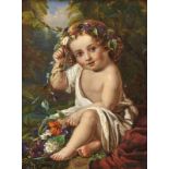 Zuber-Bühler, Fritz (attributed to)Little girl with flower garlands(Le Locle 1822-1896 Paris) Oil on