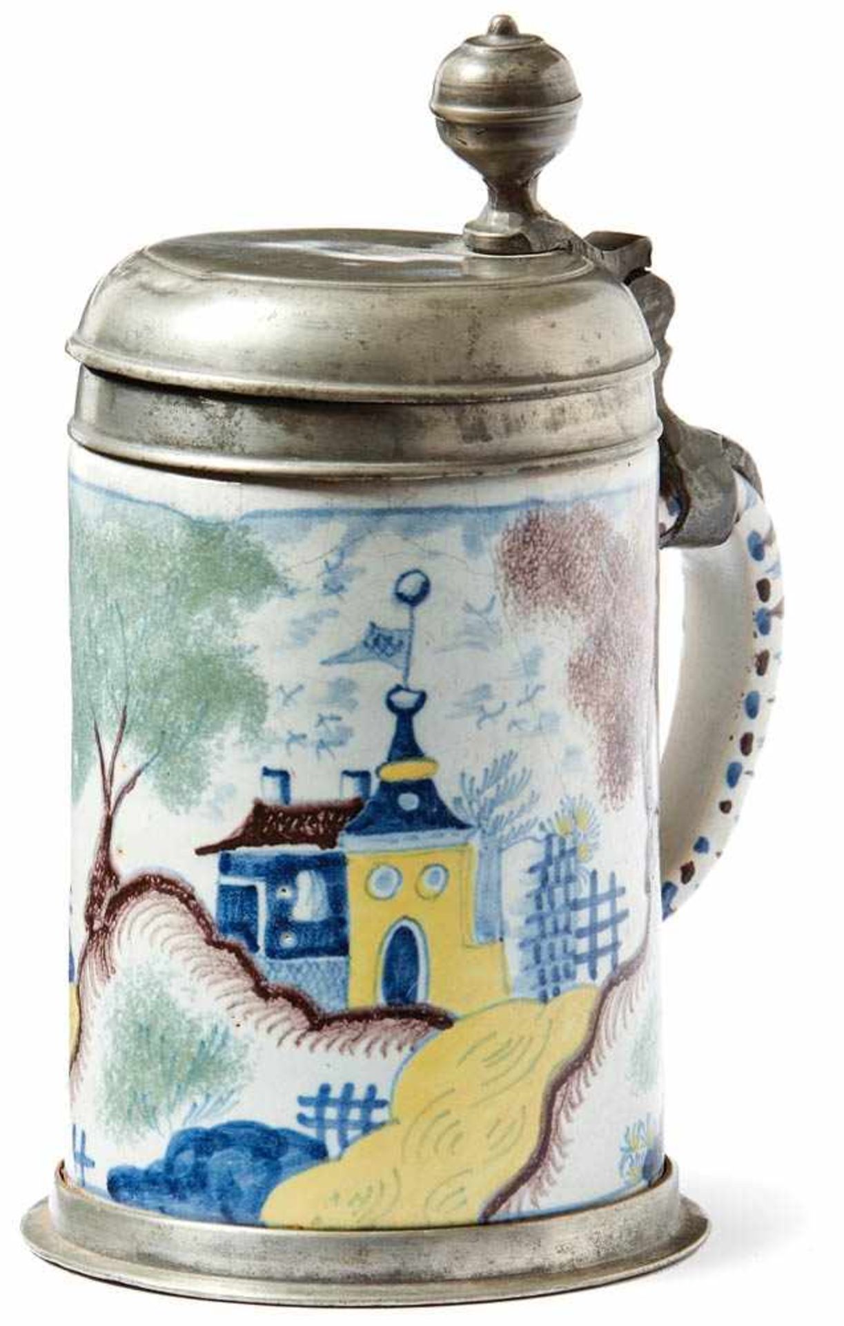 Jug with architectureProbably Berlin, 1st half 18th c.Tree-covered landscape with estate and church.