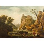 Krüger, Carl Johann (attributed)River landscape with fishermen and view of Tivoli(Salzwedel 1812-