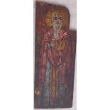 Holy bishop on one wing of a house altarProbably Greece, around 1800Tempera on panel. 27 x 9 cm;