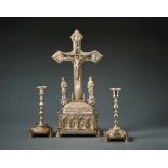Crucifix with two chandeliersGermany, Hanau, 19th century.Rectangular box in the shape of a