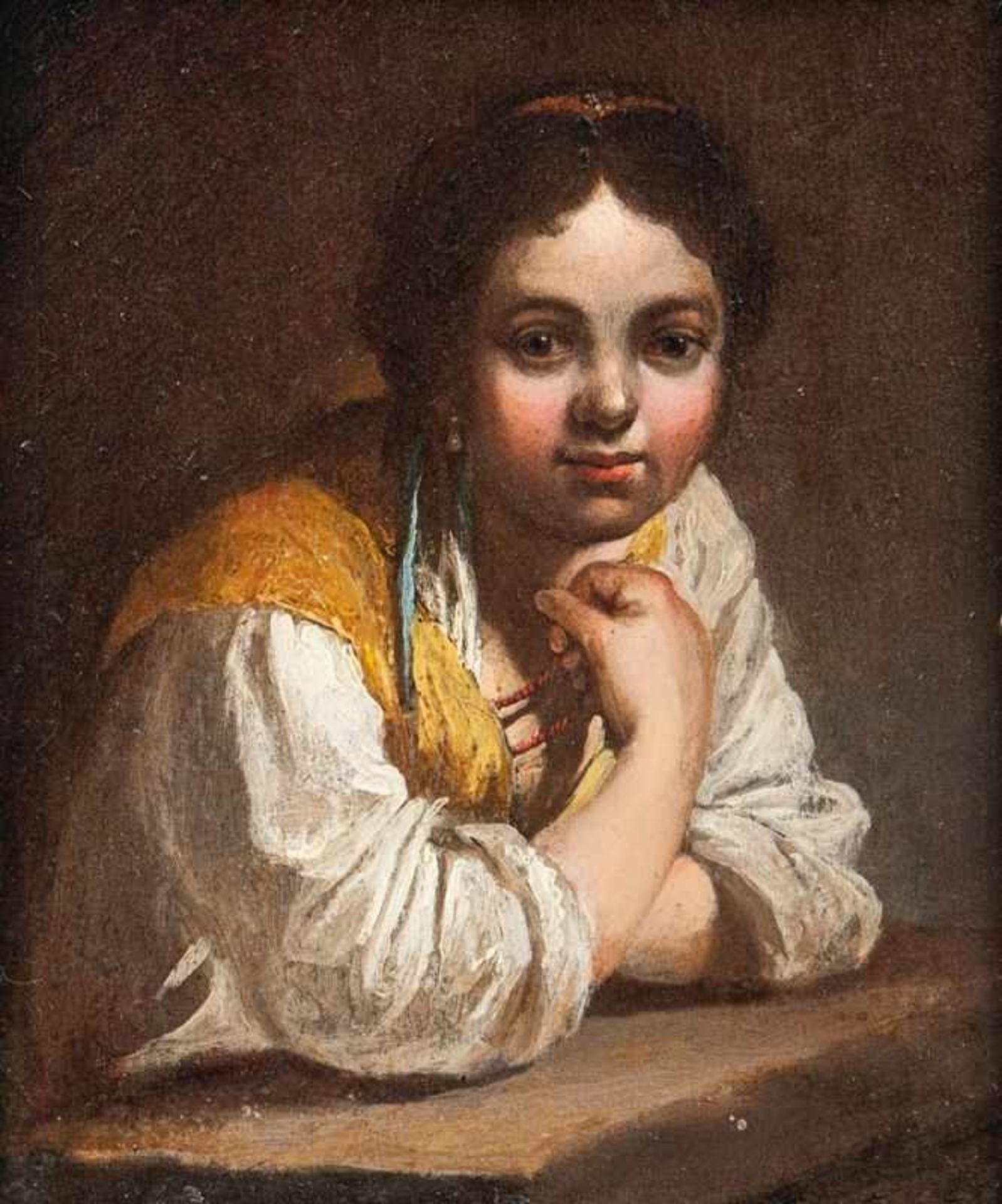 Maes, Nicolaes - circlePortrait of a young girl(Dordrecht 1632 - vor 1693 Amsterdam) Oil on panel.