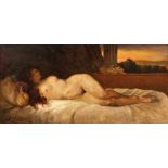 Philips, HermannFemale Nude(1844-1927 Munich) Lying on a terrace with a view of a landscape at