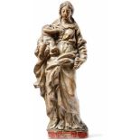 MadonnaItaly, 17th centuryOur Lady standing on a polygonal plinth in a richly pleated and florally