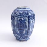 Baluster vase with blue decorationProbably Frankfurt or Hanau, 18th/19th c.Ovoid corpus with