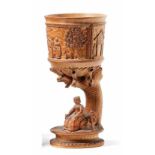 Carved CupBrienz, 19th centuryAbove a profiled pedestal in the shape of a tree with a farmer's