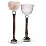 Ullberg, EvaTwo goblets langstielige Pokalgläser(Sweden 1950 born) Colorless and violet, glass,